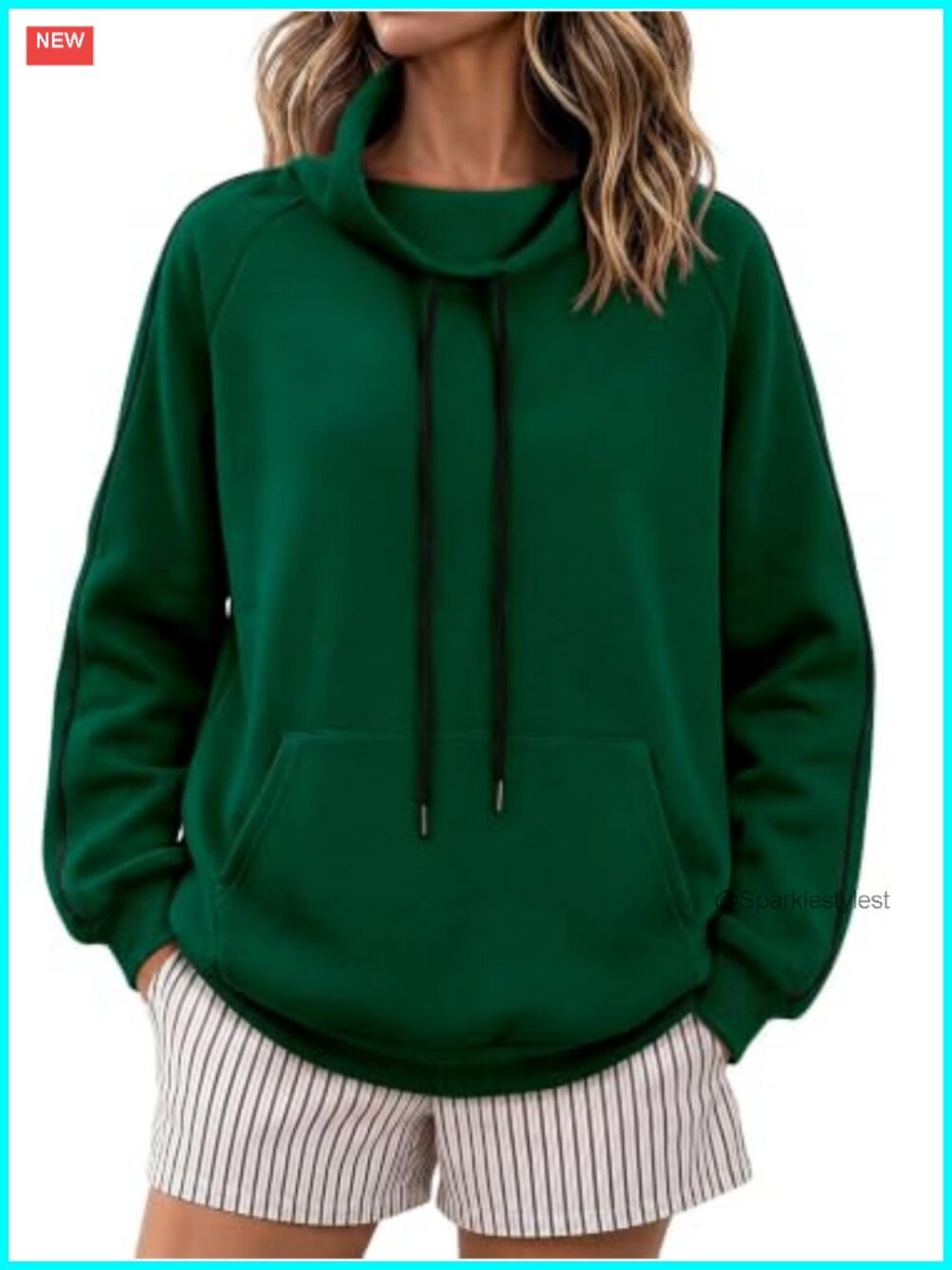 Mock Neck Fleece Sweatshirt Pullover Side Pockets Long Sleeve Women